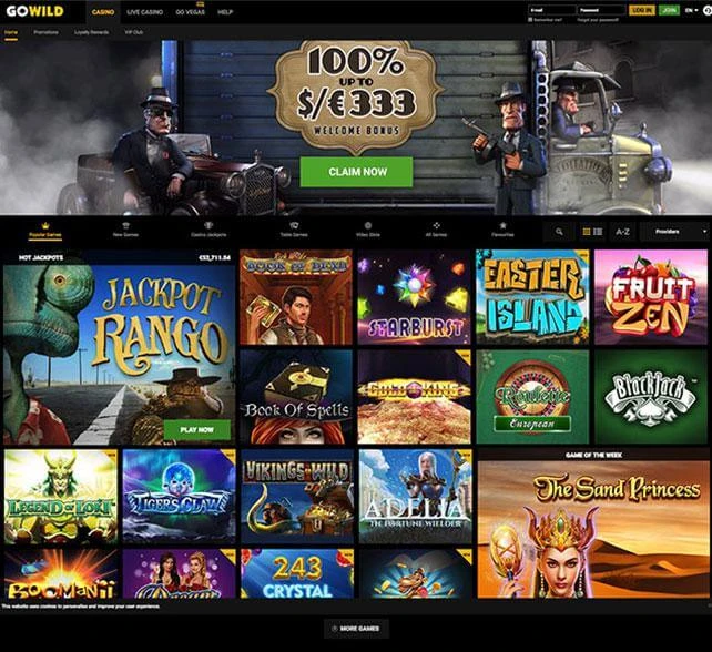 GoWild Casino Homepage