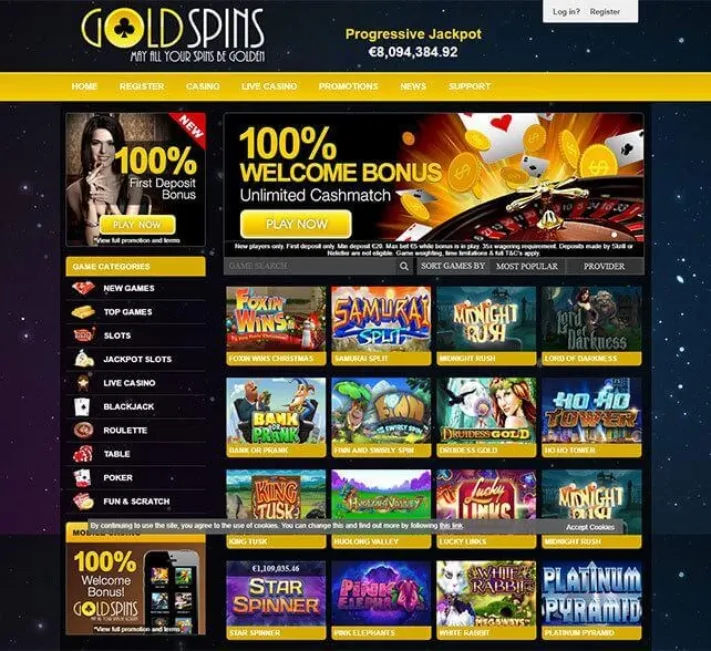 Gold Spins Homepage