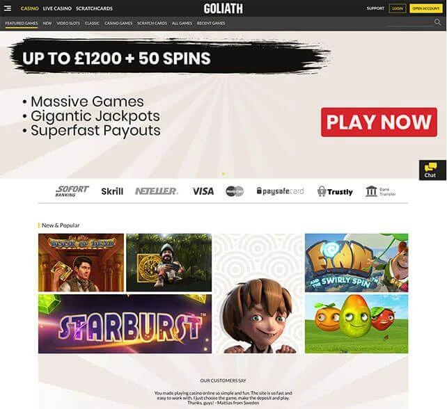 Goliath Casino Homepage