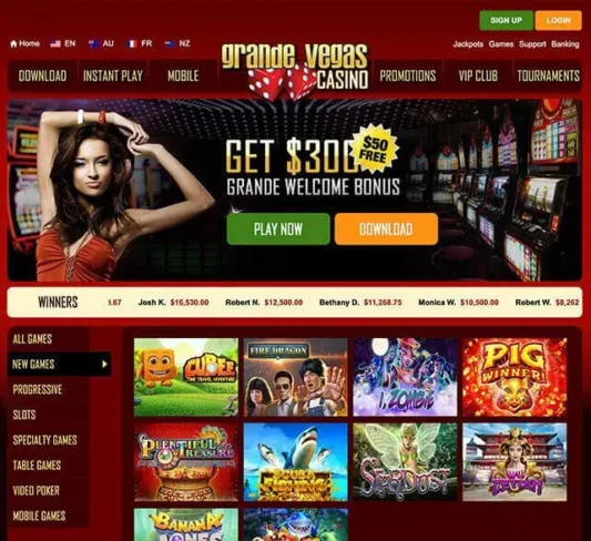 Grande Vegas Casino Homepage
