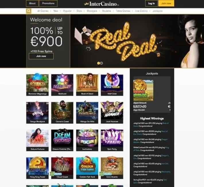 Inter Casino Homepage