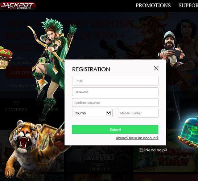 Jackpot Live Casino Homepage