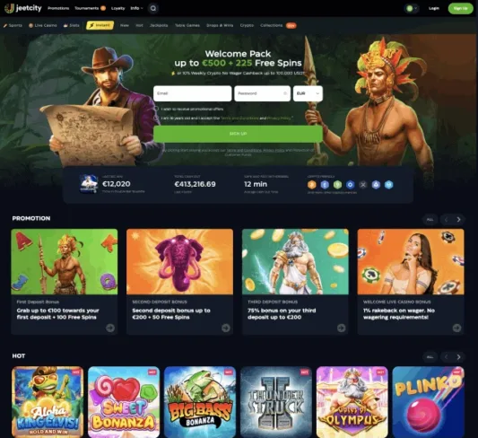JeetCity casino homepage