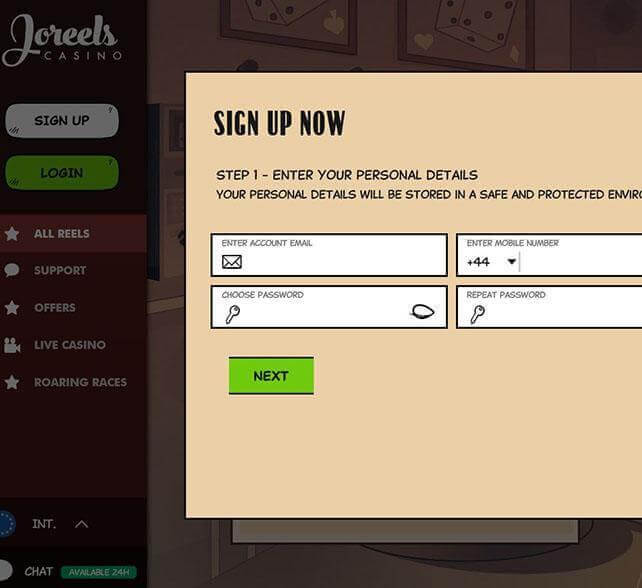 Jo Reels Casino Homepage