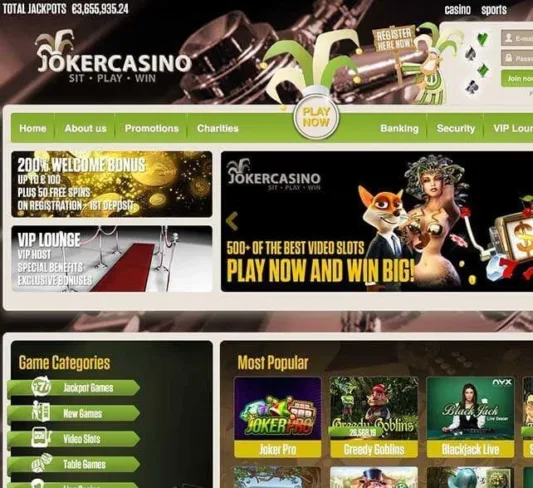 Joker Casino Homepage