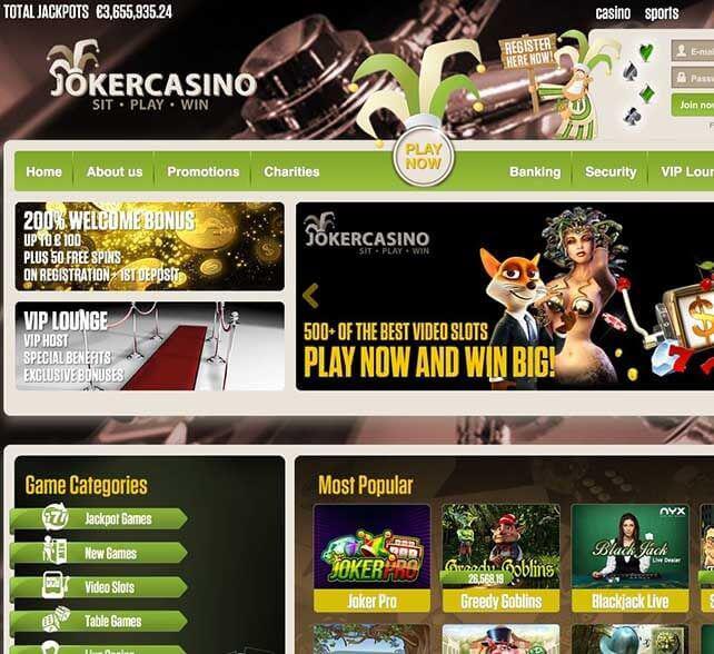Joker Casino Homepage