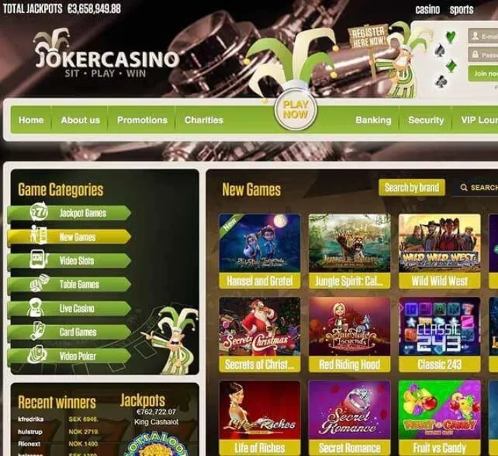 Joker Casino Games Selection