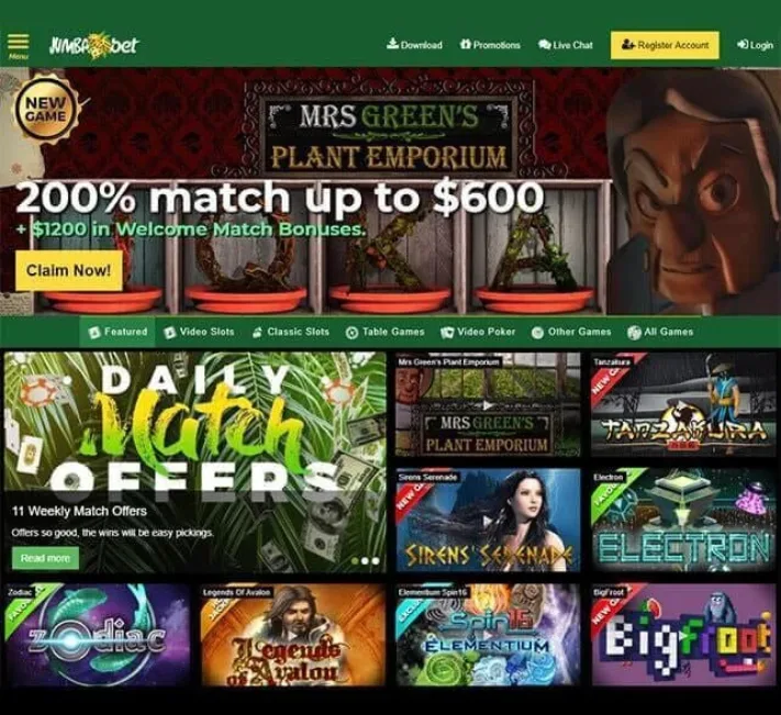 Jumba Bet Casino Homepage