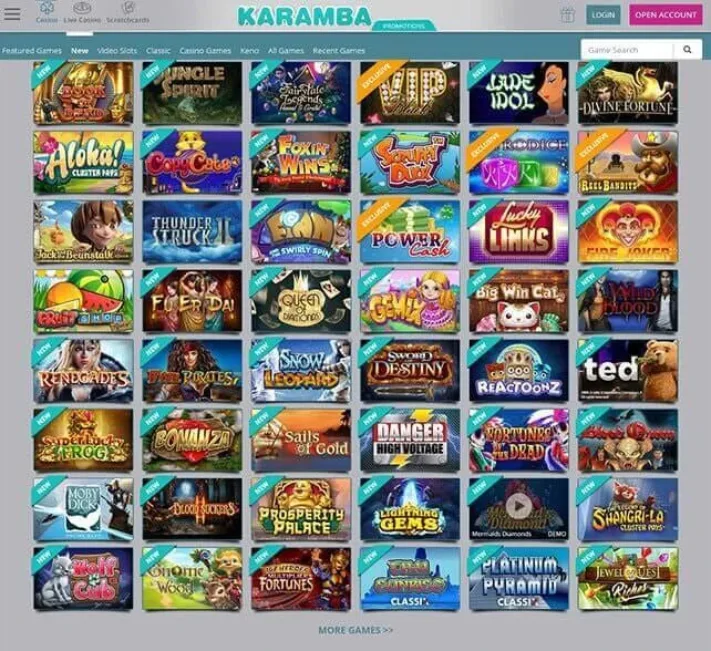Karamba Casino Games Selection