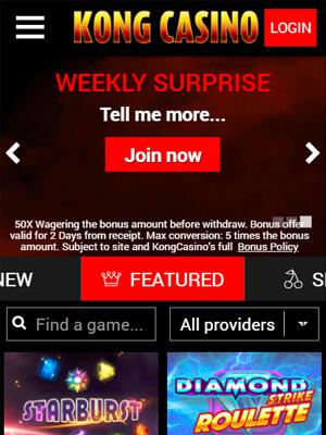 Kong Casino on Mobile