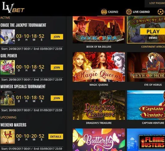 LV Bet Casino Games Selection