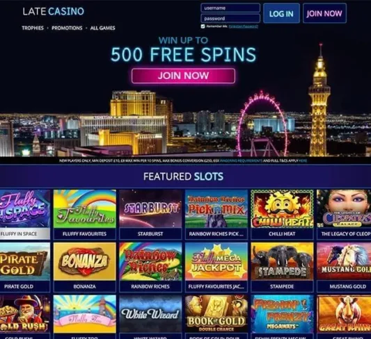 Late Casino Homepage