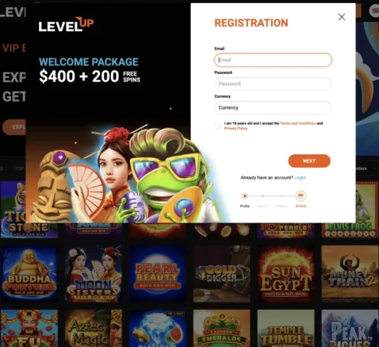 LevelUp Casino signup