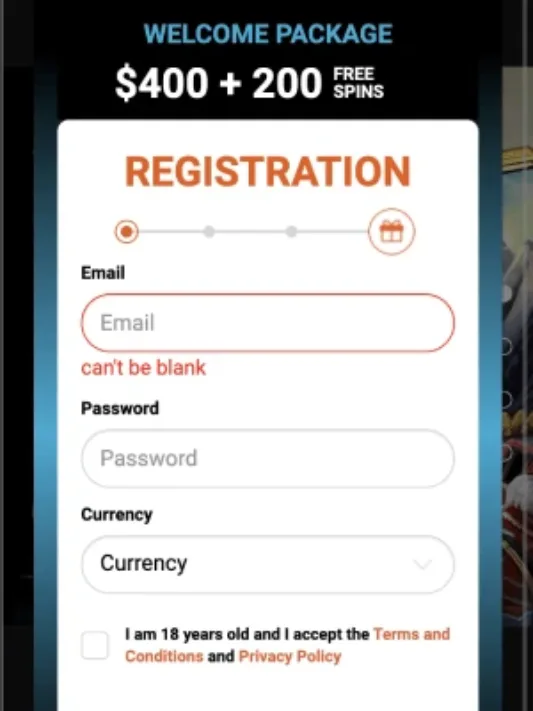LevelUp Casino Mobile Signup