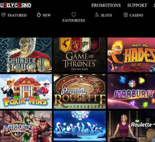 Lively Casino Games Selection