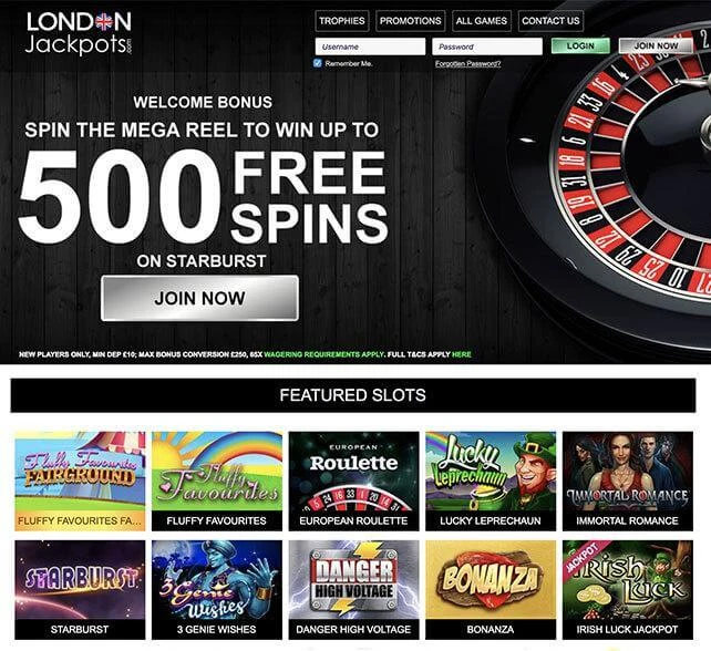 London Jackpots Casino Homepage