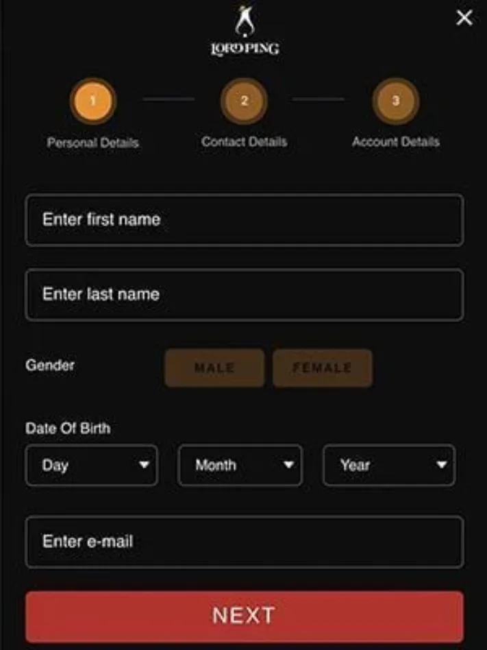 Lord Ping Mobile Signup