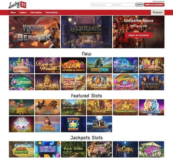 Lucky 31 Casino Games Selection
