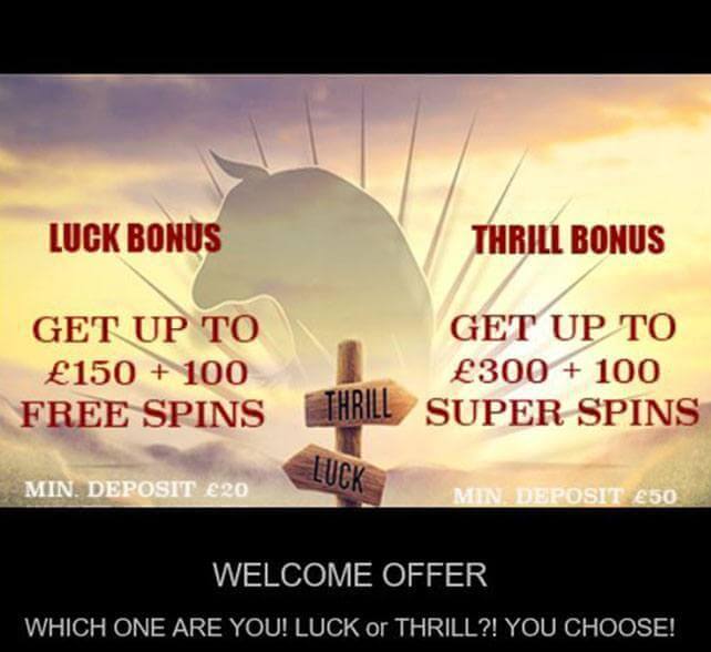 Lucky Thrillz Casino Bonus Page
