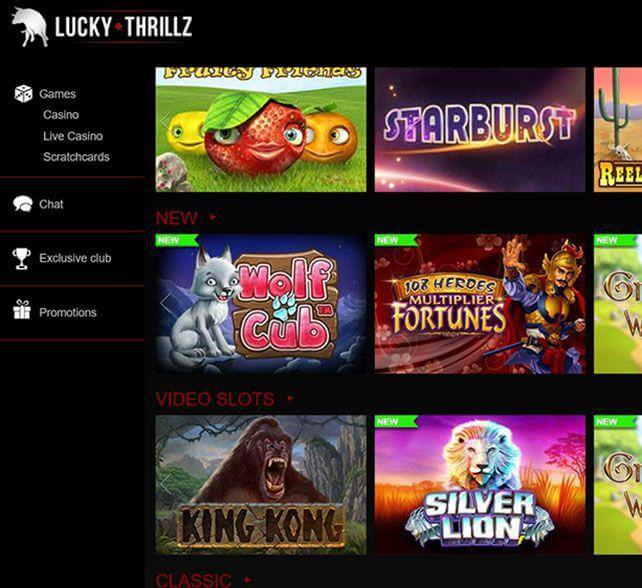 Lucky Thrillz Casino Games Screenshot