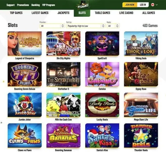 MaChance Casino Games Selection