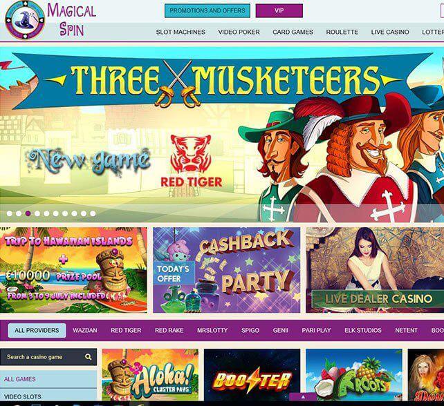 Magical Spin Casino Homepage