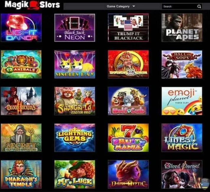 Magik Slots Casino Games Selection