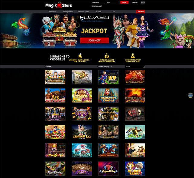 Magik Slots Front Homepage