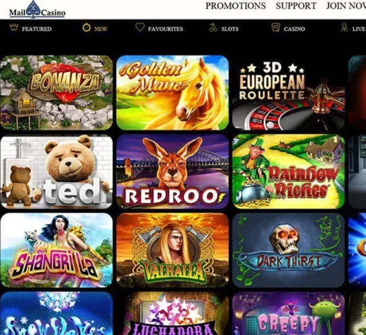 Mail Casino Games Selection