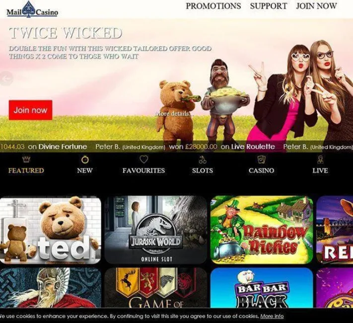 Mail Casino Front Homepage