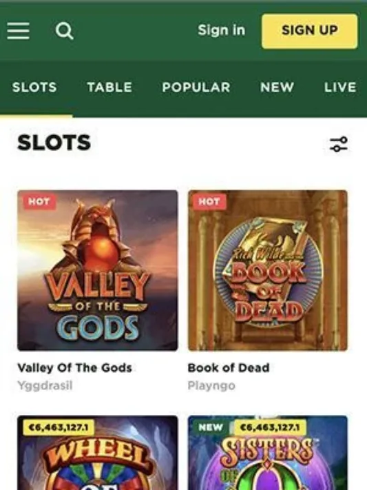 mason slots mobile game page