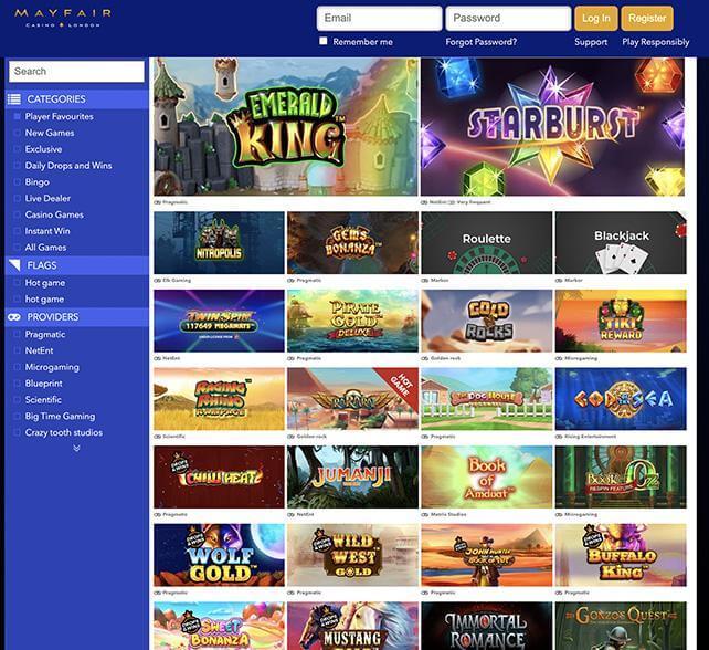 Mayfair Casino games