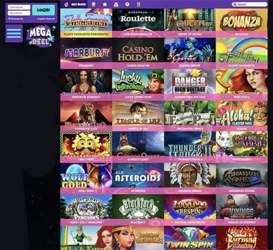 Mega Reel Casino Games Selection