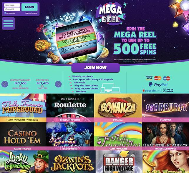 Mega Reel Casino Homepage