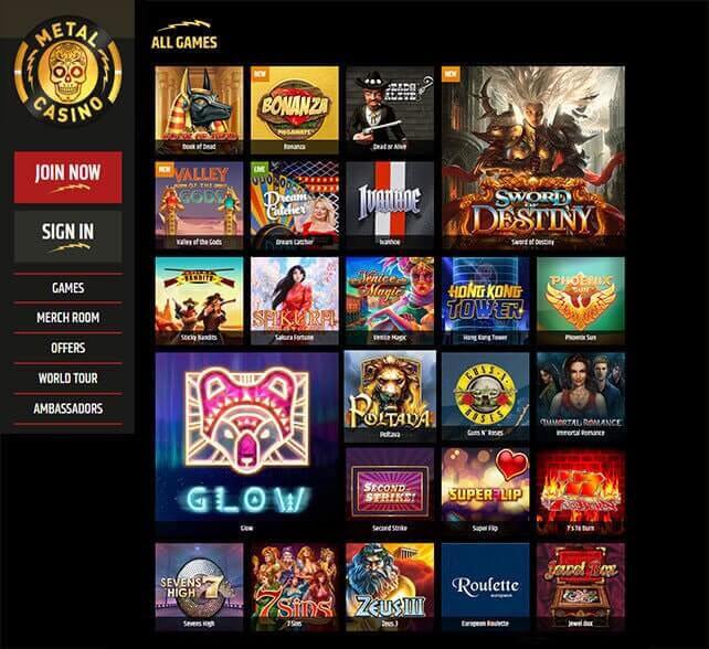 Metal Casino Games Selection