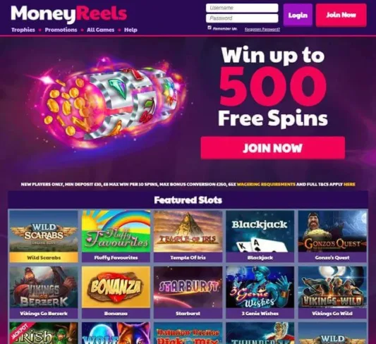 Money Reels Casino Homepage