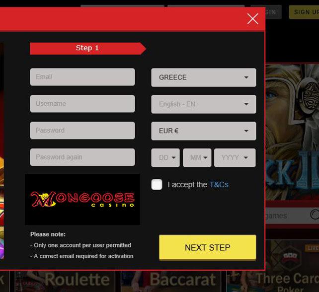Mongoose Casino Homepage