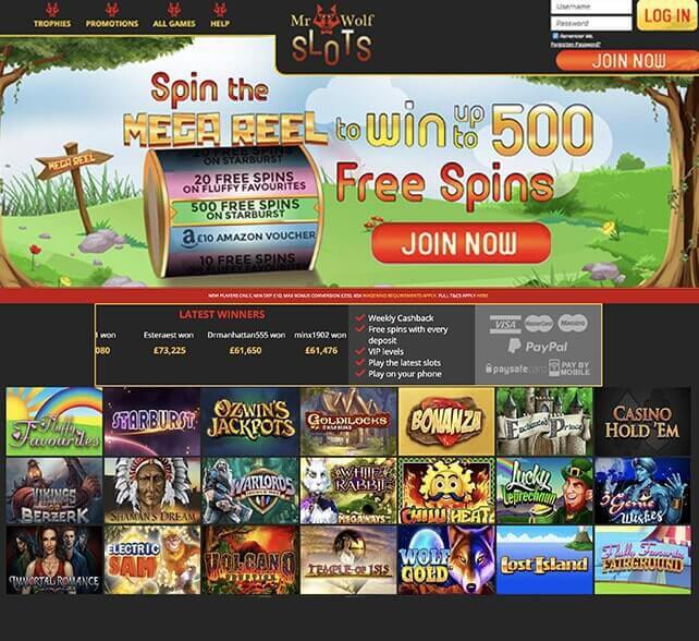Mr Wolf Casino Homepage