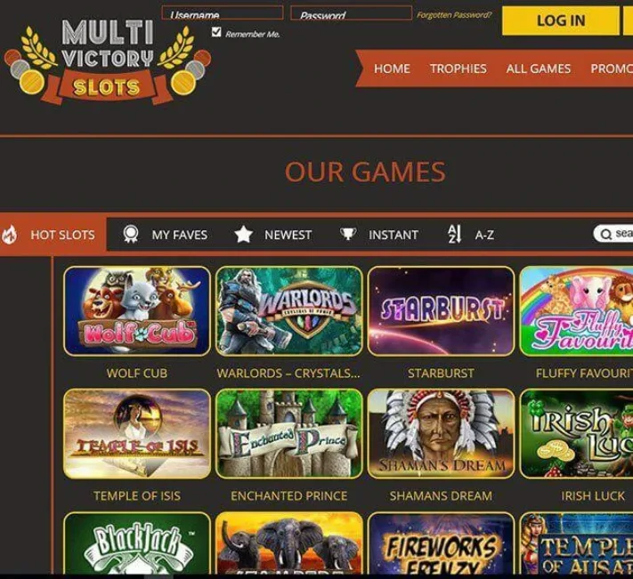 Multi Victory Slots Games Selection