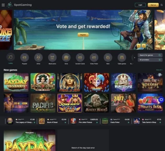 SpotGaming Casino homepage