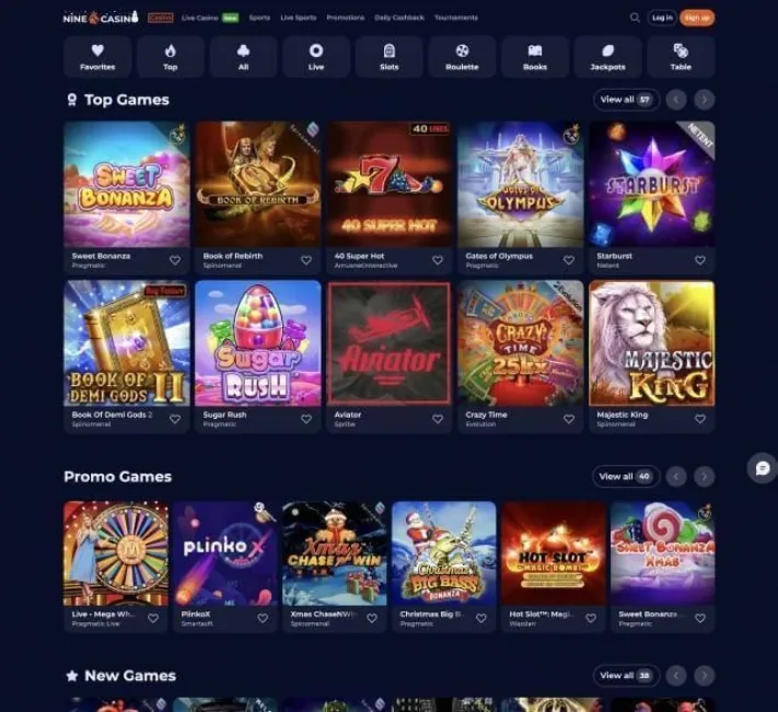 Nine Casino screenshot of games