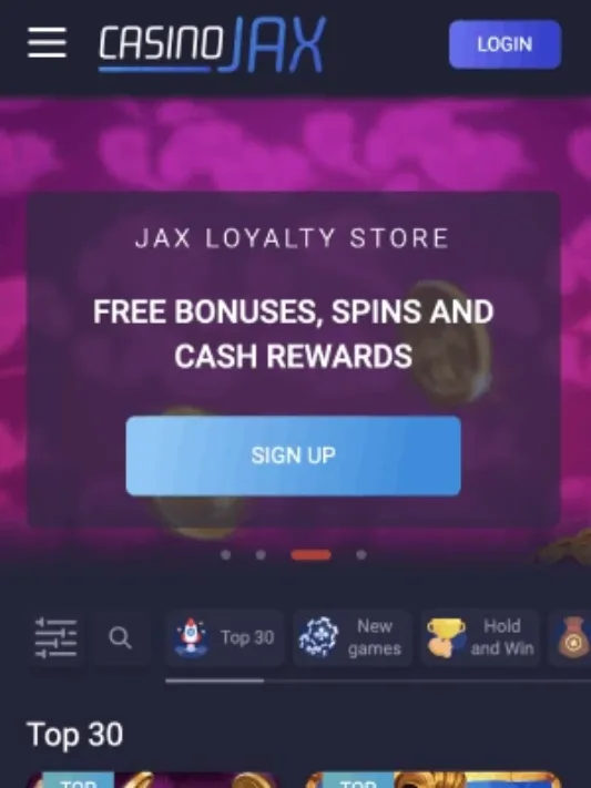 CasinoJax homepage on mobile