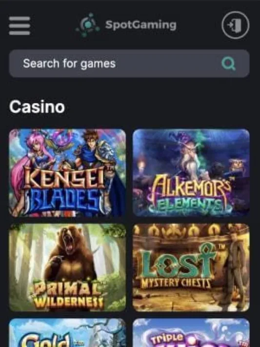 SpotGaming Casino games on mobile