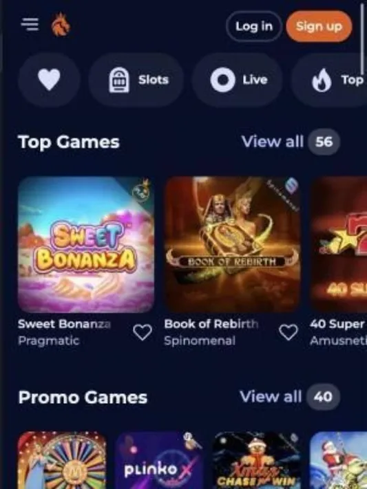 Nine Casino screenshot of games on mobile