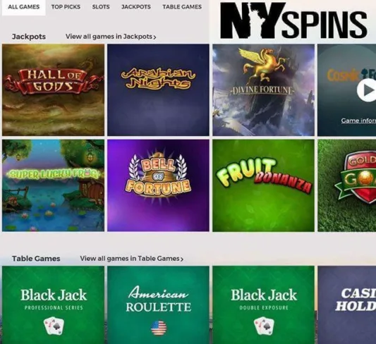 NY Spins Casino Games Selection