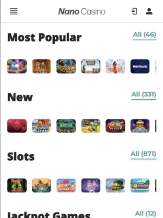 Nano Casino Mobile Games