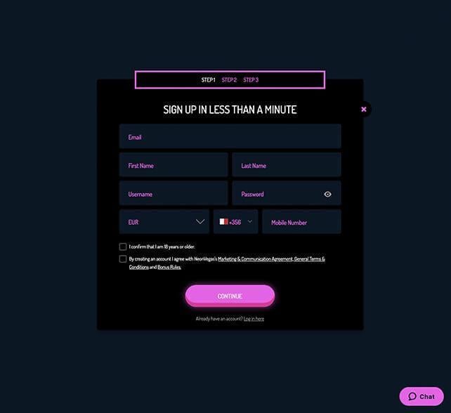 NeonVegas signup