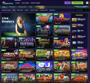 Cashiopeia Casino Homepage Screenshot