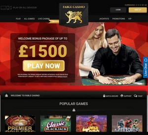 Fable Casino Homepage Screenshot