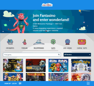 Fantasino Casino Homepage Screenshot